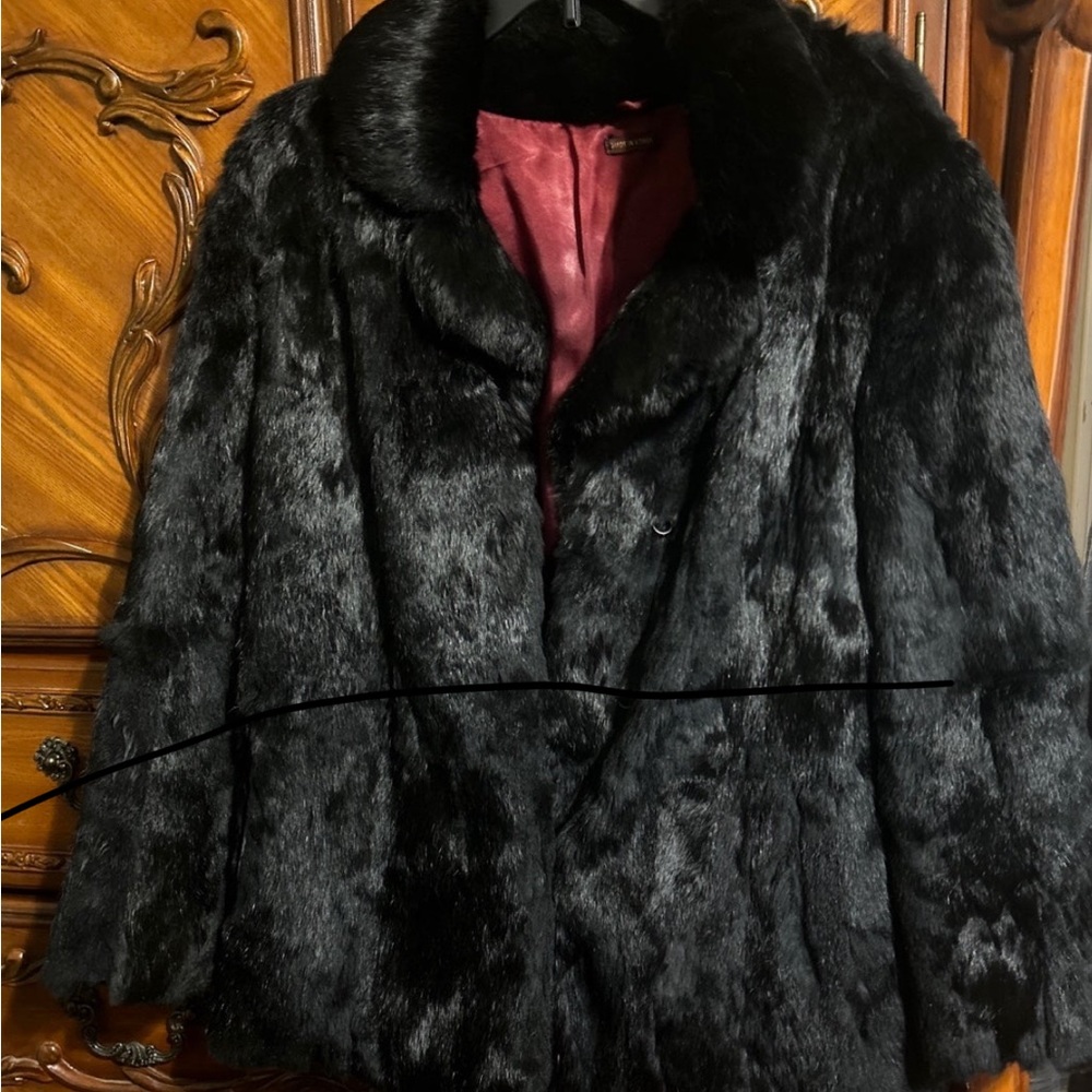 Vintage Black Rabbit Fur Coat